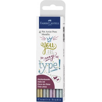 Pitt artist pen set 4 buc metalizate faber-castell