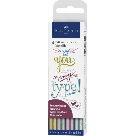 Pitt artist pen set 4 buc metalizate faber-castell Pitt artist pen set 4 buc metalizate faber-castell