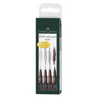 Pitt artist pen set 4 buc sepia faber-castell Pitt artist pen set 4 buc sepia faber-castell