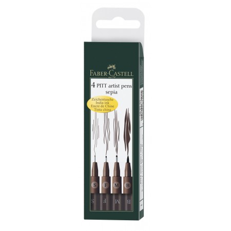Pitt artist pen set 4 buc sepia faber-castell