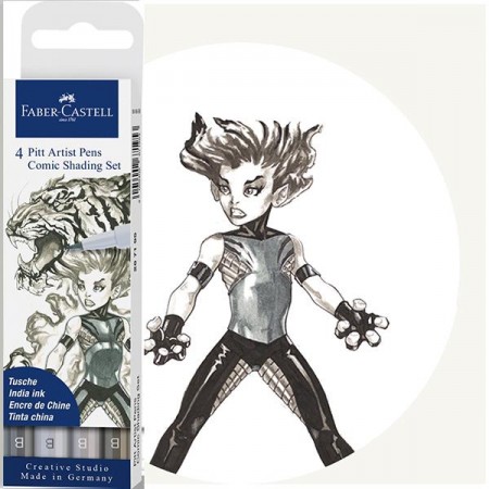 Pitt artist pen set 4 comic gri faber-castell