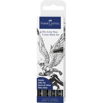 Pitt artist pen set 4 comic negru faber-castell