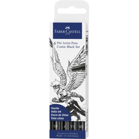 Pitt artist pen set 4 comic negru faber-castell