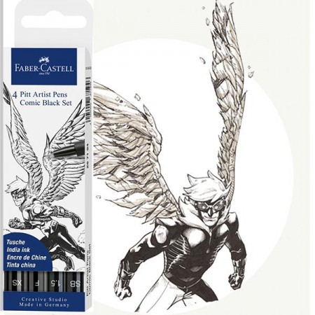 Pitt artist pen set 4 comic negru faber-castell
