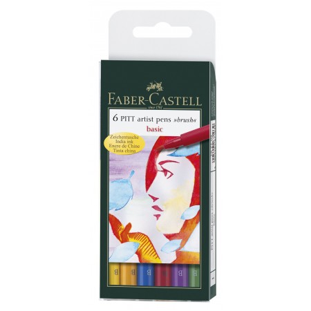 Pitt artist pen set 6 buc culori de baza faber-castell Pitt artist pen set 6 buc culori de baza faber-castell