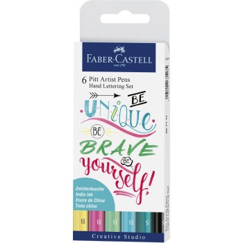 Pitt artist pen set caligrafic 6 buc pastel faber-castell