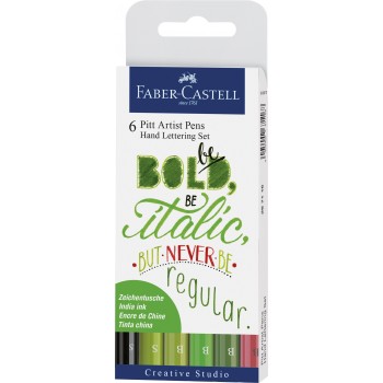 Pitt artist pen set caligrafic 6 buc verde faber-castell