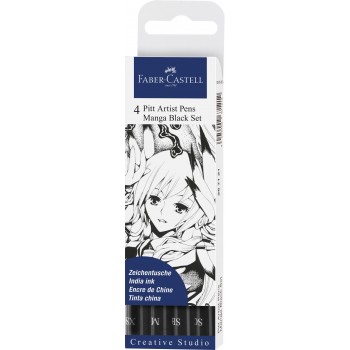 Pitt artist pen set manga 4 buc negru faber-castell
