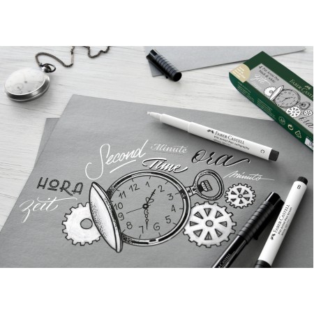 Pitt artist pen soft brush set 4 buc alb+negru faber-castell Pitt artist pen soft brush set 4 buc alb+negru faber-castell