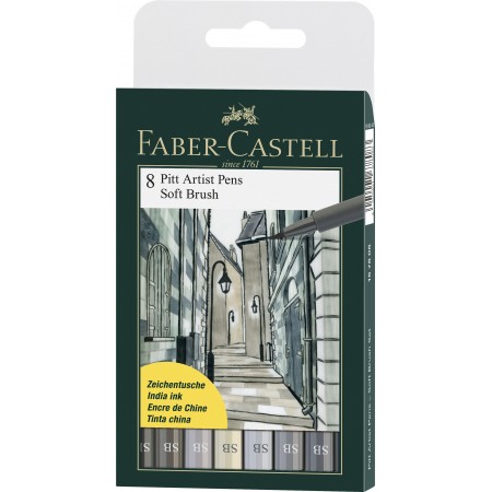 Pitt artist pen soft brush set 8 buc faber-castell Pitt artist pen soft brush set 8 buc faber-castell