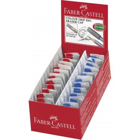 Radiera capac grip 2001 rosie/albastra 2/set faber-castell