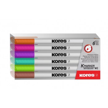 Marker whiteboard set 6 slim kores
