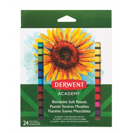 Creioane pastel soft 24 culori derwent academy