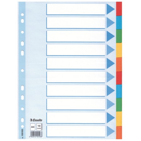 Separatoare index carton 10 coli standard esselte