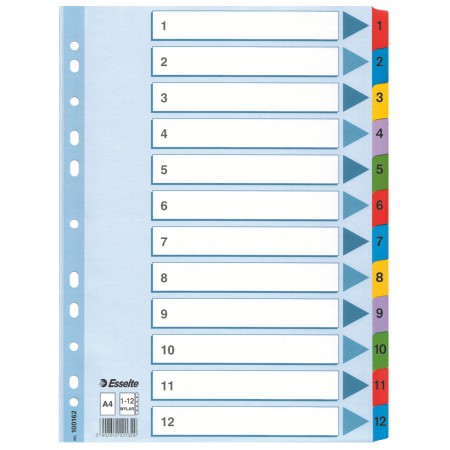 Separatoare index carton 1-12 mylar esselte
