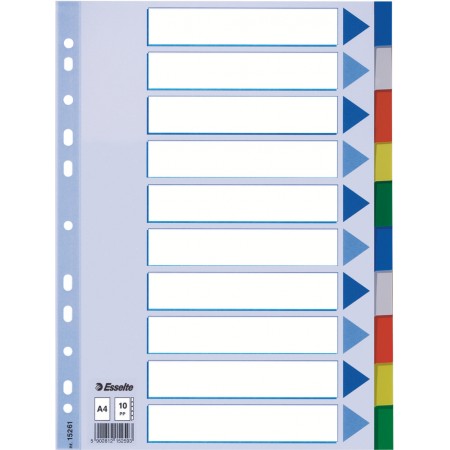 Separatoare index plastic 10 culori esselte