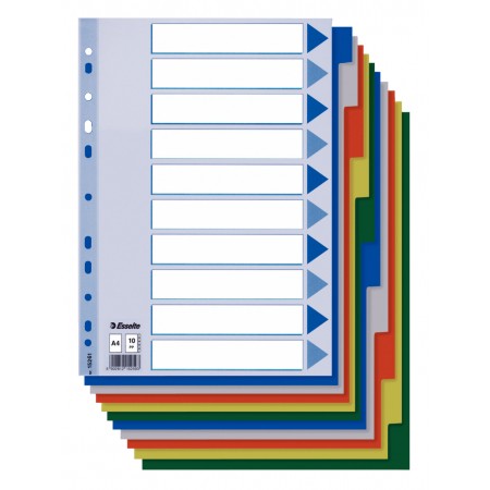 Separatoare index plastic 10 culori esselte