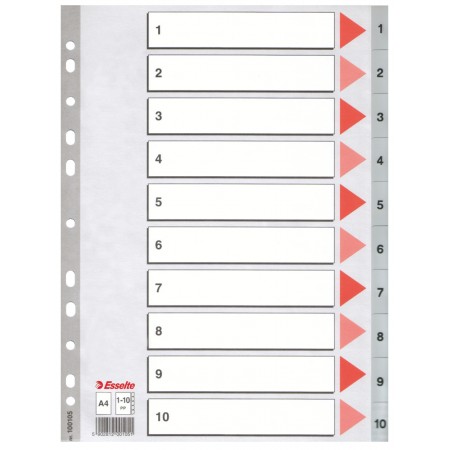 Separatoare index plastic 1-10 esselte
