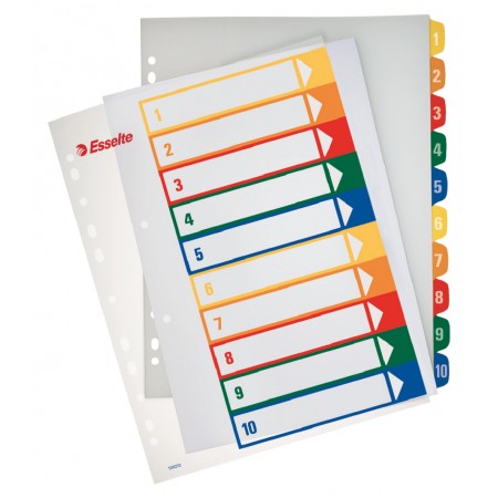 Separatoare index plastic 1-10 imprimabil esselte Separatoare index plastic 1-10 imprimabil esselte