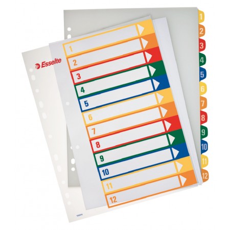 Separatoare index plastic 1-12 imprimabil esselte Separatoare index plastic 1-12 imprimabil esselte