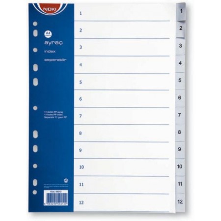Separatoare index plastic 1-12 noki
