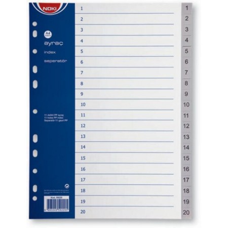 Separatoare index plastic 1-20 noki