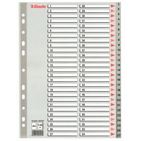 Separatoare index plastic 1-54 maxi esselte