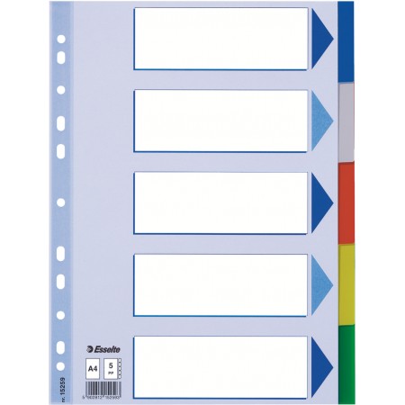Separatoare index plastic 5 culori esselte