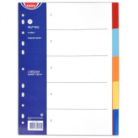 Separatoare index plastic 5 culori noki