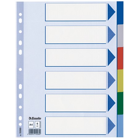 Separatoare index plastic 6 culori esselte