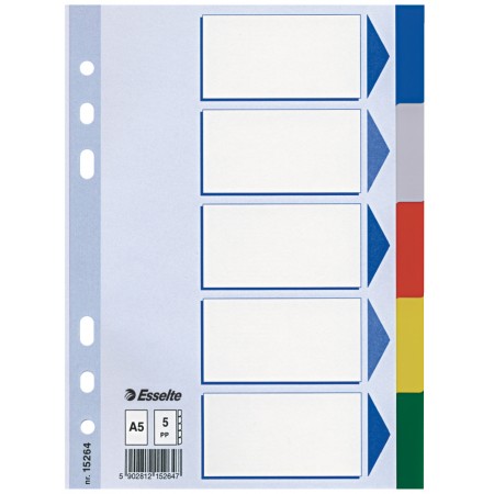 Separatoare plastic a5 index 5 coli esselte