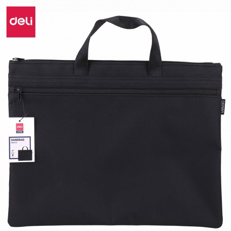 Servieta material textil 2 fermoare neagra deli