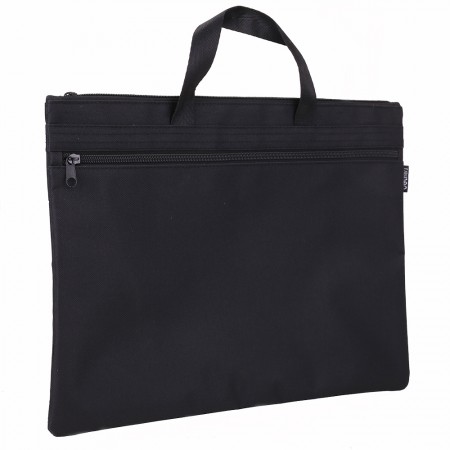 Servieta material textil 2 fermoare neagra deli