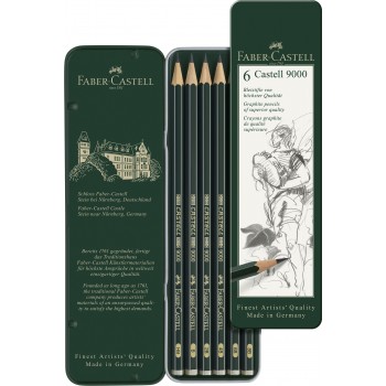 Set 6 buc creion grafit castell 9000 faber-castell