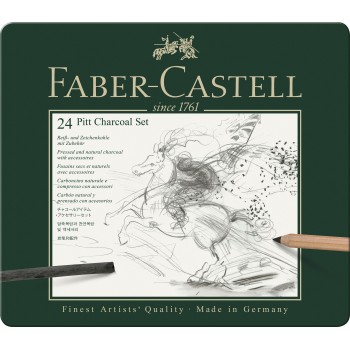 Set pitt monochrome carbune 24 buc faber-castell