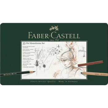 Set pitt monochrome grafit+carbune+pastel 33 buc faber-castell