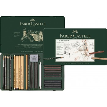 Set pitt monochrome grafit+carbune+pastel 33 buc faber-castell