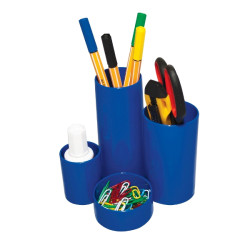 Suport tubular birou 4 compartimente albastru flaro