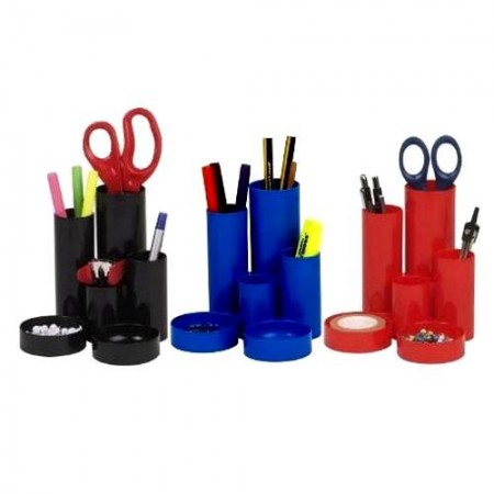 Suport tubular birou 6 compartimente rosu flaro