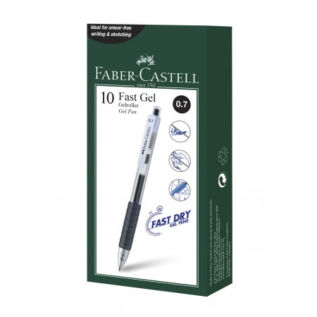 Pix cu gel 0.7mm fast gel negru faber-castell