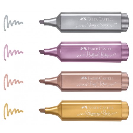 Textmarker set 4 metalizat ii faber-castell