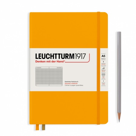 Caiet a5 aritmetica coperta rigida galben mustar leuchtturm