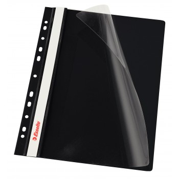 Dosar plastic cu sina si multiperforatii negru 10/set esselte Dosar plastic cu sina si multiperforatii negru 10/set esselte