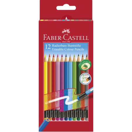 Creioane colorate 12 culori cu guma eco faber-castell