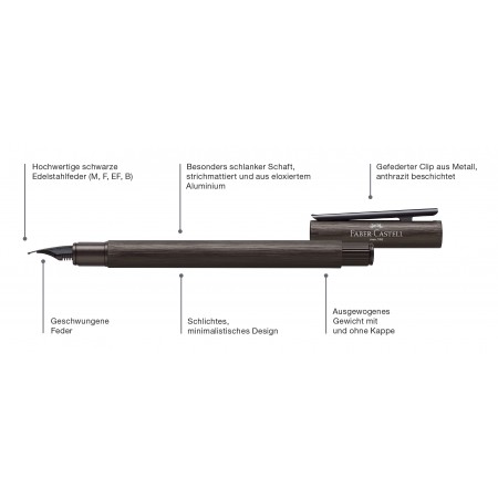 Stilou neo slim aluminium negru f faber-castell