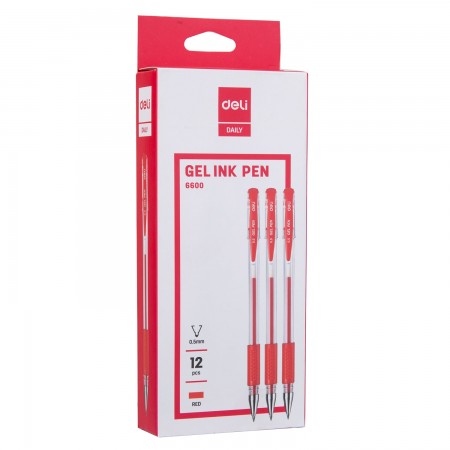 Pix cu gel si grip 6600 0.5mm rosu deli