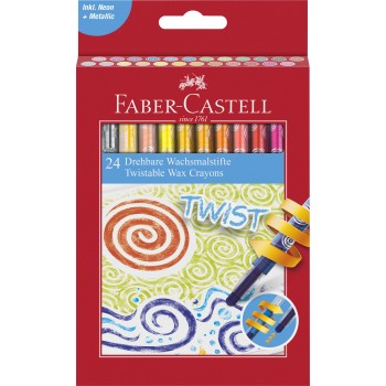 Creioane cerate retractabile 24 culori faber-castell