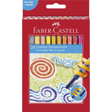 Creioane cerate retractabile 24 culori faber-castell