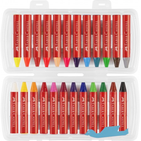 Creioane cerate 24 culori jumbo cutie plastic faber-castell