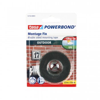 Banda dublu adeziva exterior transparenta 1.5m 19mm tesa